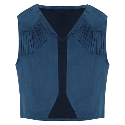 Boys Girls Western Cowboy Vest Halloween Carnival Cosplay Costume Retro Suede Tassel Jacket Tops Party Masquerade Dress up Coat - My Store