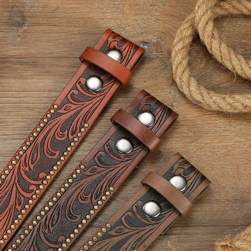 4cm Punk Leather Belt ,Retro Trend Embossed Plate Buckle PU Leather ,Western Cowboy Belt For Man (Without Belt Buckle) c019