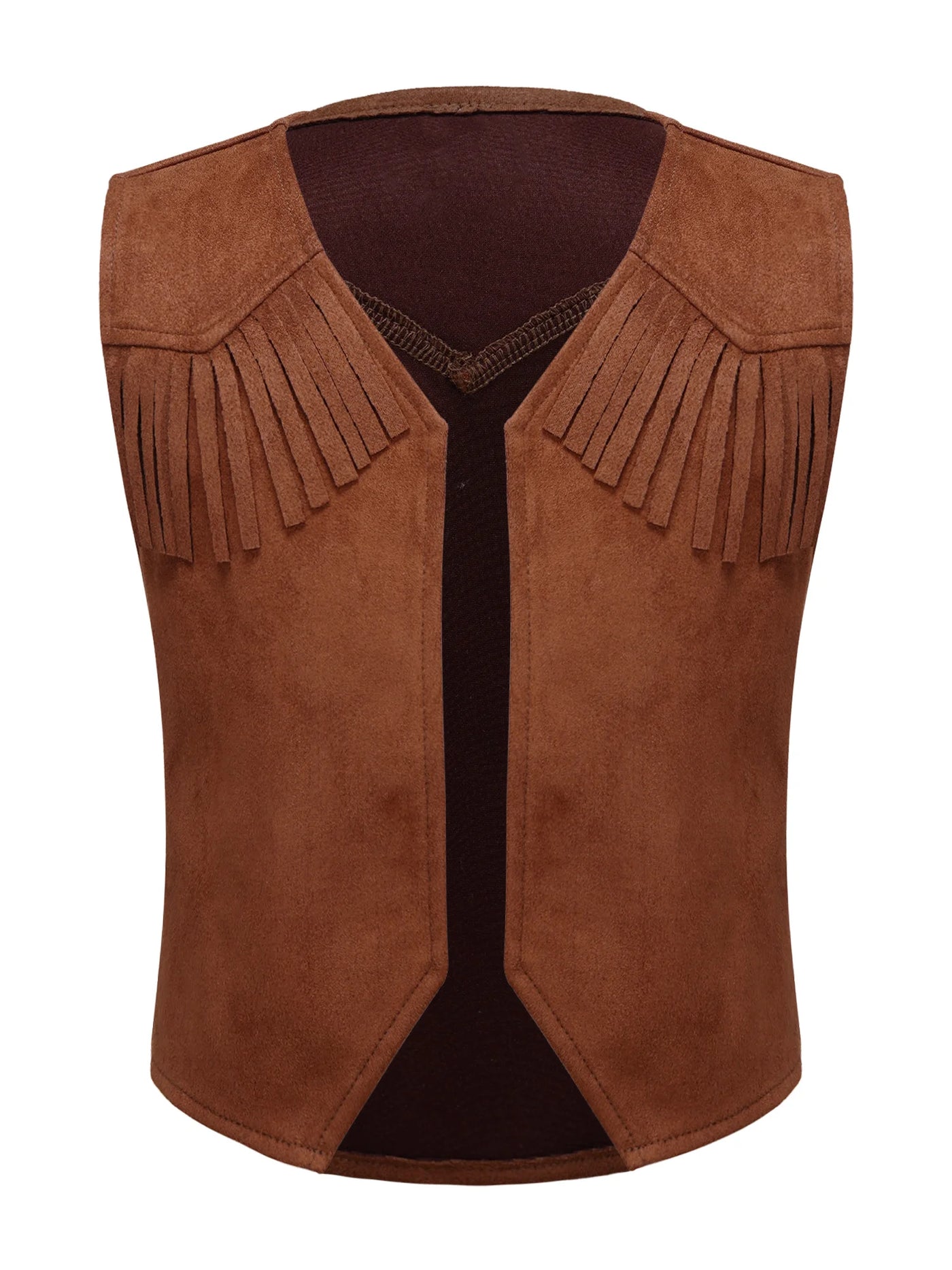 Boys Girls Western Cowboy Vest Halloween Carnival Cosplay Costume Retro Suede Tassel Jacket Tops Party Masquerade Dress up Coat - My Store