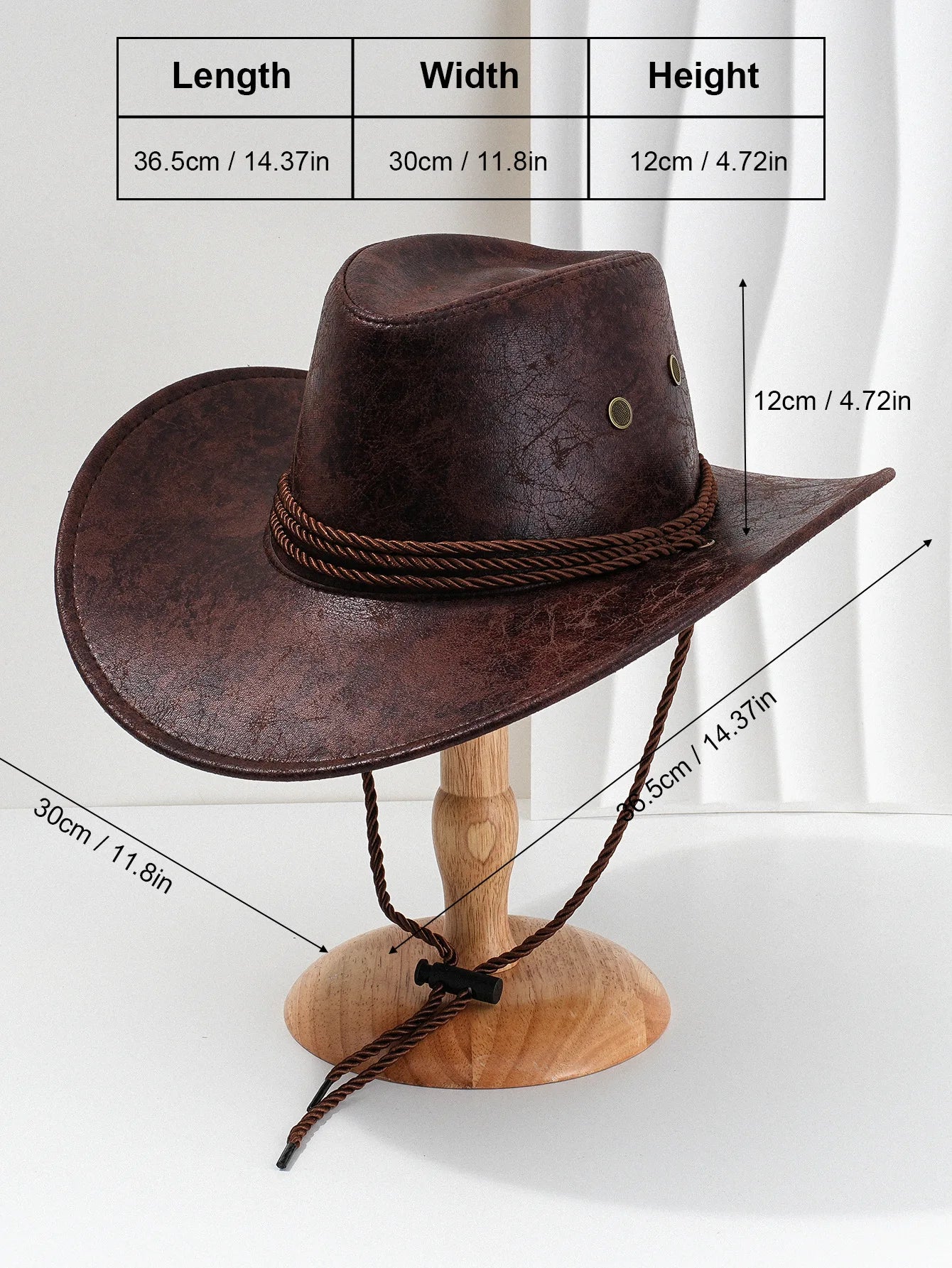 Vintage Faux Leather Big-edge Western Cowboy Hats Panama Gentleman Cowgirl Jazz Hat Holidays Party Cosplay Hat