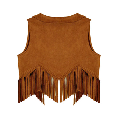 Boys Girls Western Cowboy Vest Halloween Carnival Cosplay Costume Retro Suede Tassel Jacket Tops Party Masquerade Dress up Coat - My Store