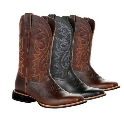 Quality Men'S Denim Boots Embroidered Western Denim Boots Pointed Small Leg Men'S Boots Anti Slip Men'S Riding Soled Boots