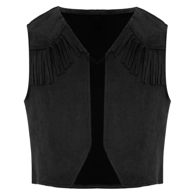 Boys Girls Western Cowboy Vest Halloween Carnival Cosplay Costume Retro Suede Tassel Jacket Tops Party Masquerade Dress up Coat - My Store