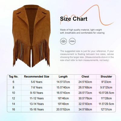 Boys Girls Western Cowboy Vest Halloween Carnival Cosplay Costume Retro Suede Tassel Jacket Tops Party Masquerade Dress up Coat - My Store