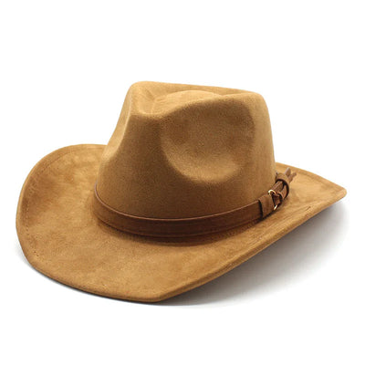 New Wome Men Black Suede Chapeu Western Cowboy Hat Gentleman Jazz Sombrero Hombre Cap Dad Cowgirl Hats Size 56-58cm