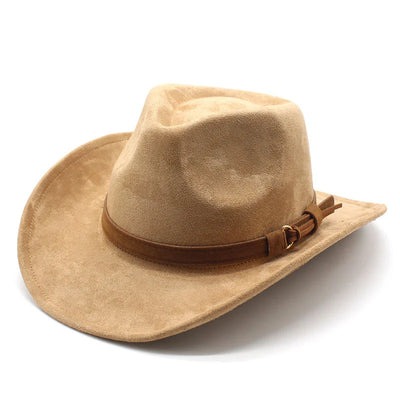 New Wome Men Black Suede Chapeu Western Cowboy Hat Gentleman Jazz Sombrero Hombre Cap Dad Cowgirl Hats Size 56-58cm