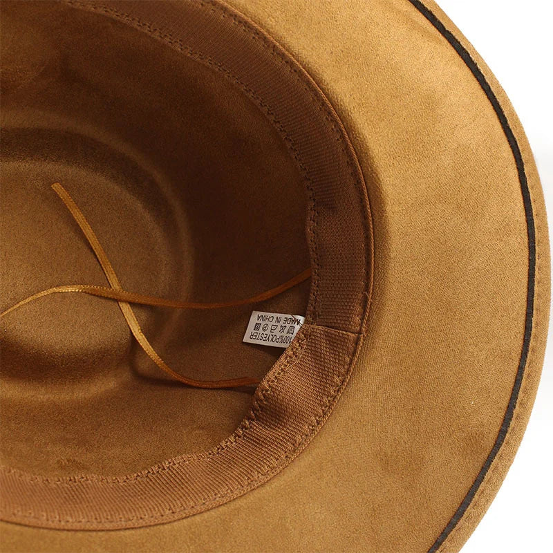 New Wome Men Black Suede Chapeu Western Cowboy Hat Gentleman Jazz Sombrero Hombre Cap Dad Cowgirl Hats Size 56-58cm