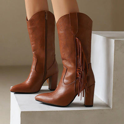 Embroidered western wear boots perfect for winter and cool seasons